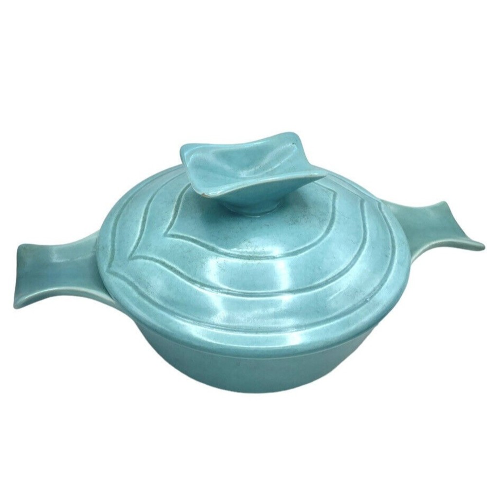 MCM Miramar of California Lidded Casserole Dish Oven Proof Ceramic Turquoise